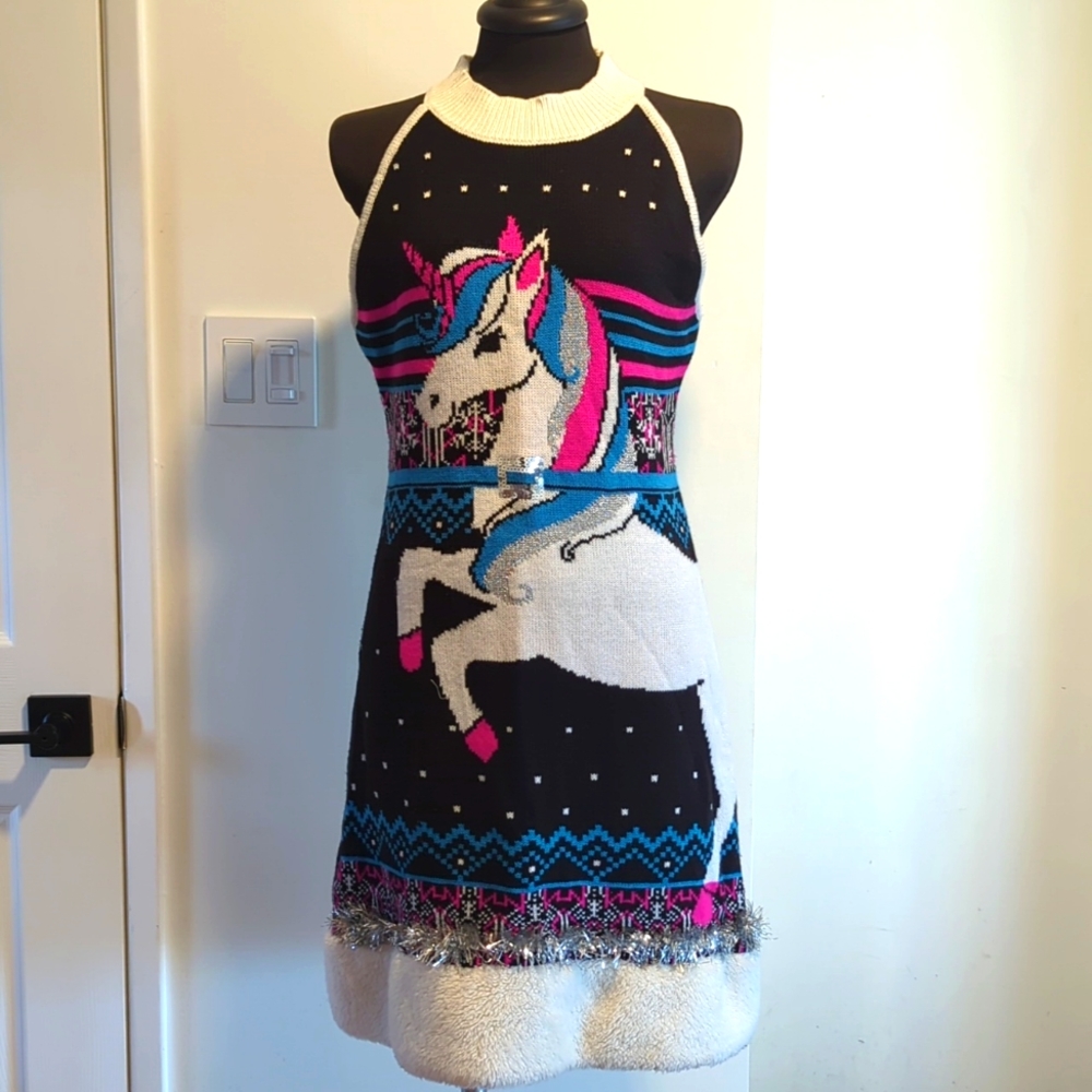 No Boundaries unicorn knit dress